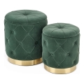 SET 2x Tabure POLLY promjer 40/44 cm zelena/zlatna