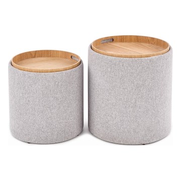 SET 2x Tabureti AVIKO promjer 38/45 cm siva/bež