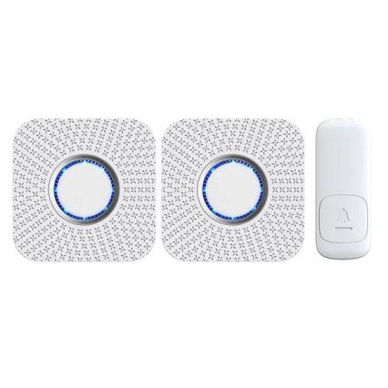 SET 2x Utično bežično zvono kinetičko 230V bijela