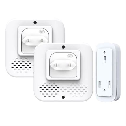 SET 2x Utično bežično zvono kinetičko 230V bijela