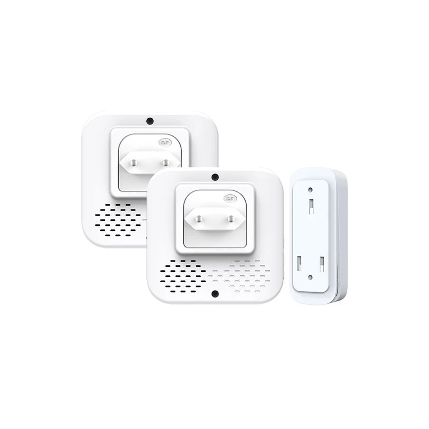 SET 2x Utično bežično zvono kinetičko 230V bijela