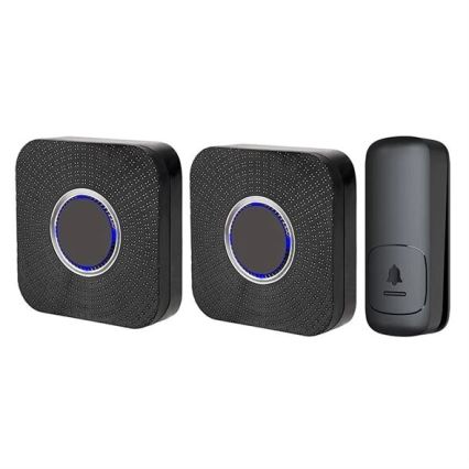 SET 2x Utično bežično zvono kinetičko 230V crna