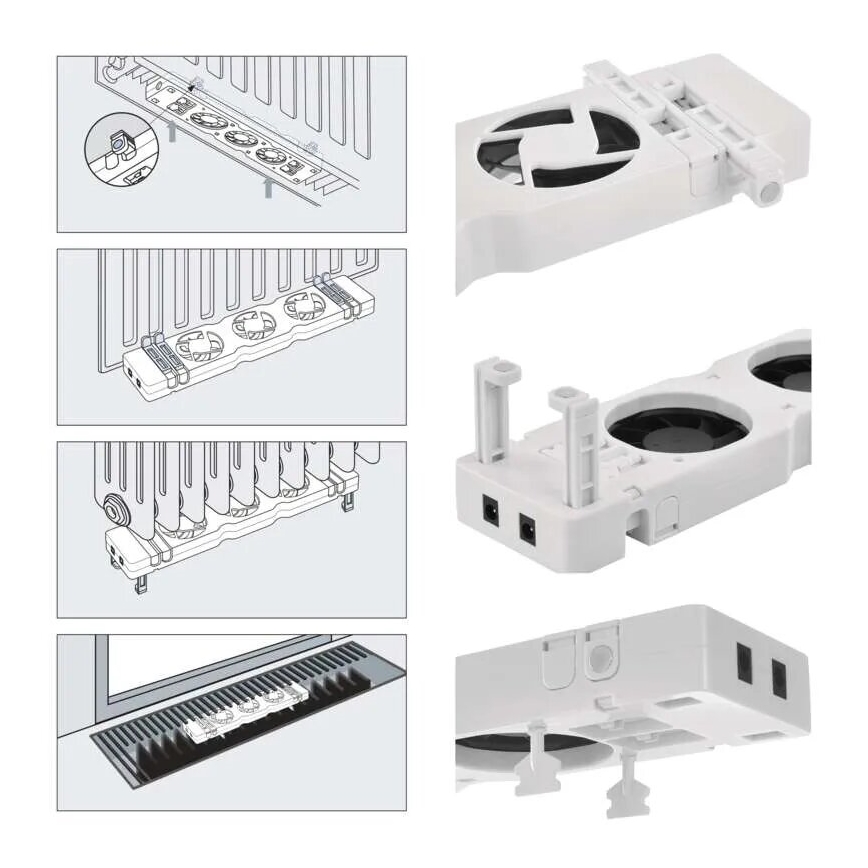 SET 2x Ventilator ispod radijatora 5/230V bijela