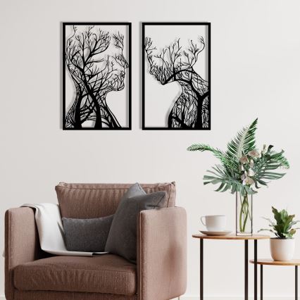 SET 2x Zidna dekoracija 86x63 cm stablo života metal