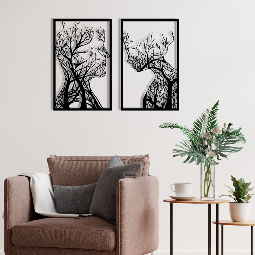 SET 2x Zidna dekoracija 86x63 cm stablo života metal