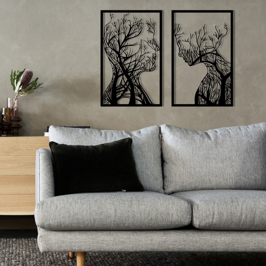 SET 2x Zidna dekoracija 86x63 cm stablo života metal