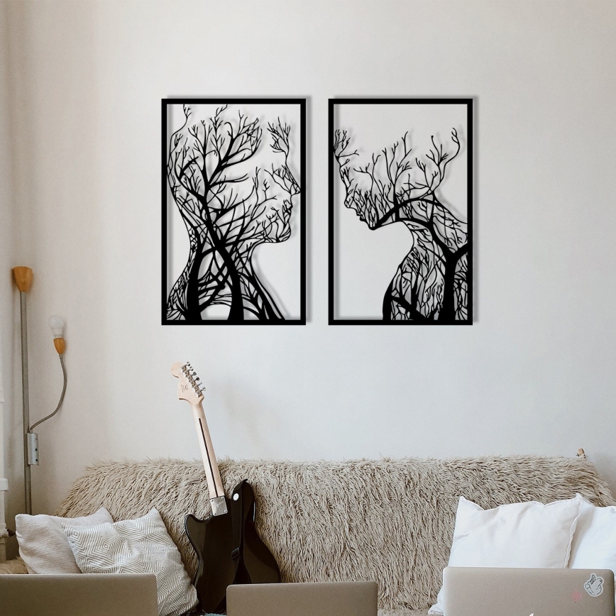 SET 2x Zidna dekoracija 86x63 cm stablo života metal