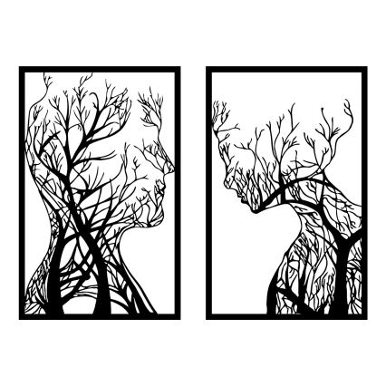 SET 2x Zidna dekoracija 86x63 cm stablo života metal