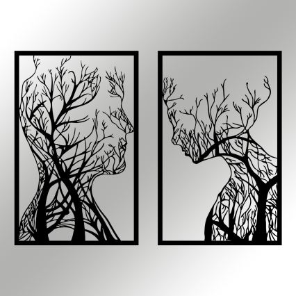 SET 2x Zidna dekoracija 86x63 cm stablo života metal
