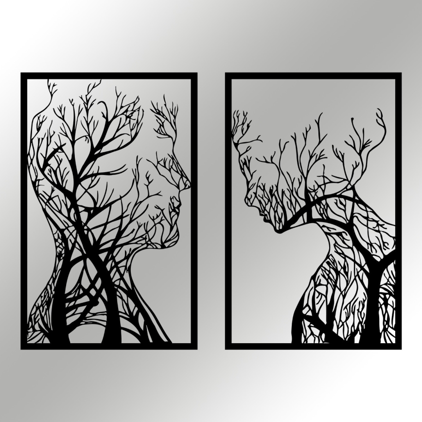 SET 2x Zidna dekoracija 86x63 cm stablo života metal