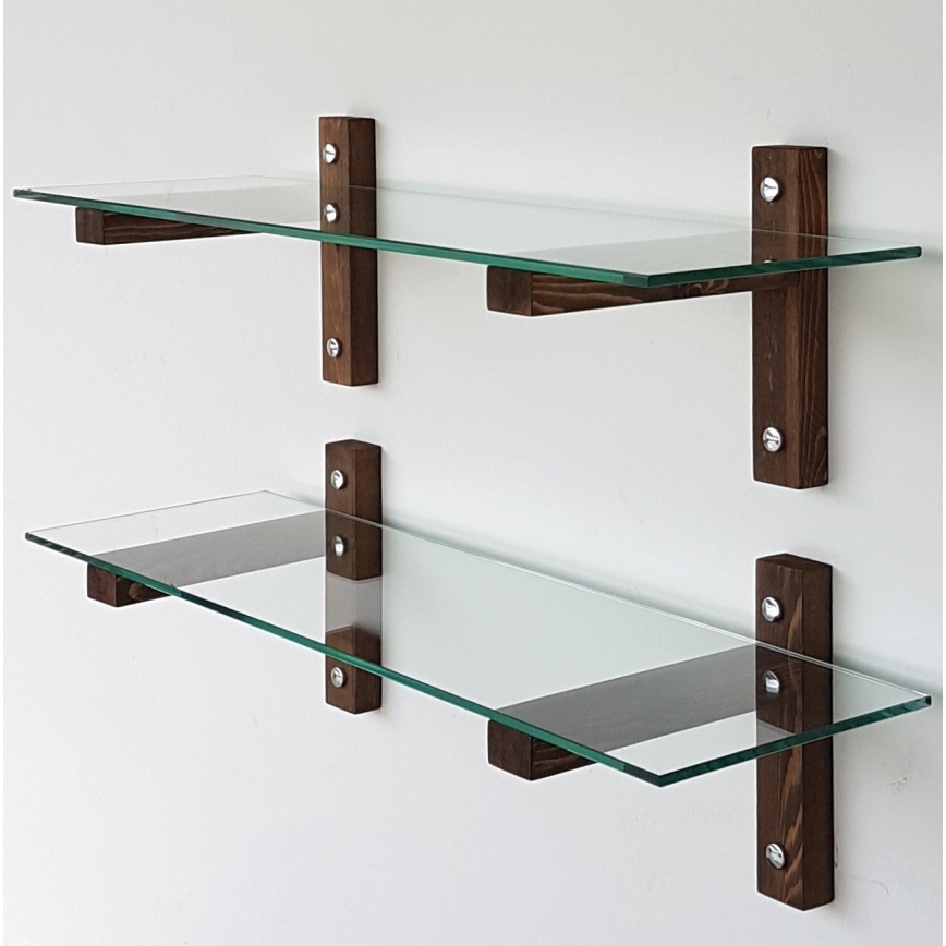 SET 2x Zidna polica 25x85 cm bor/prozirna