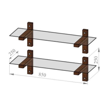 SET 2x Zidna polica 25x85 cm bor/prozirna