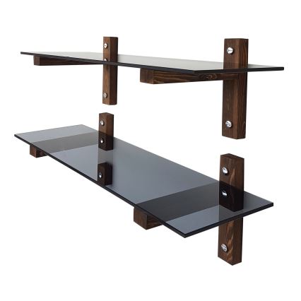 SET 2x Zidna polica 25x85 cm borovina/crna
