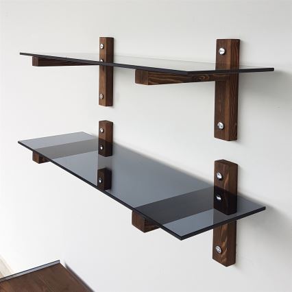 SET 2x Zidna polica 25x85 cm borovina/crna