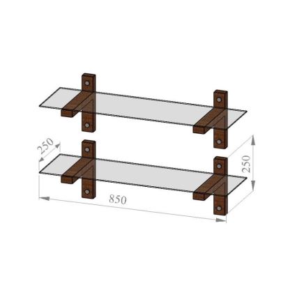 SET 2x Zidna polica 25x85 cm borovina/crna