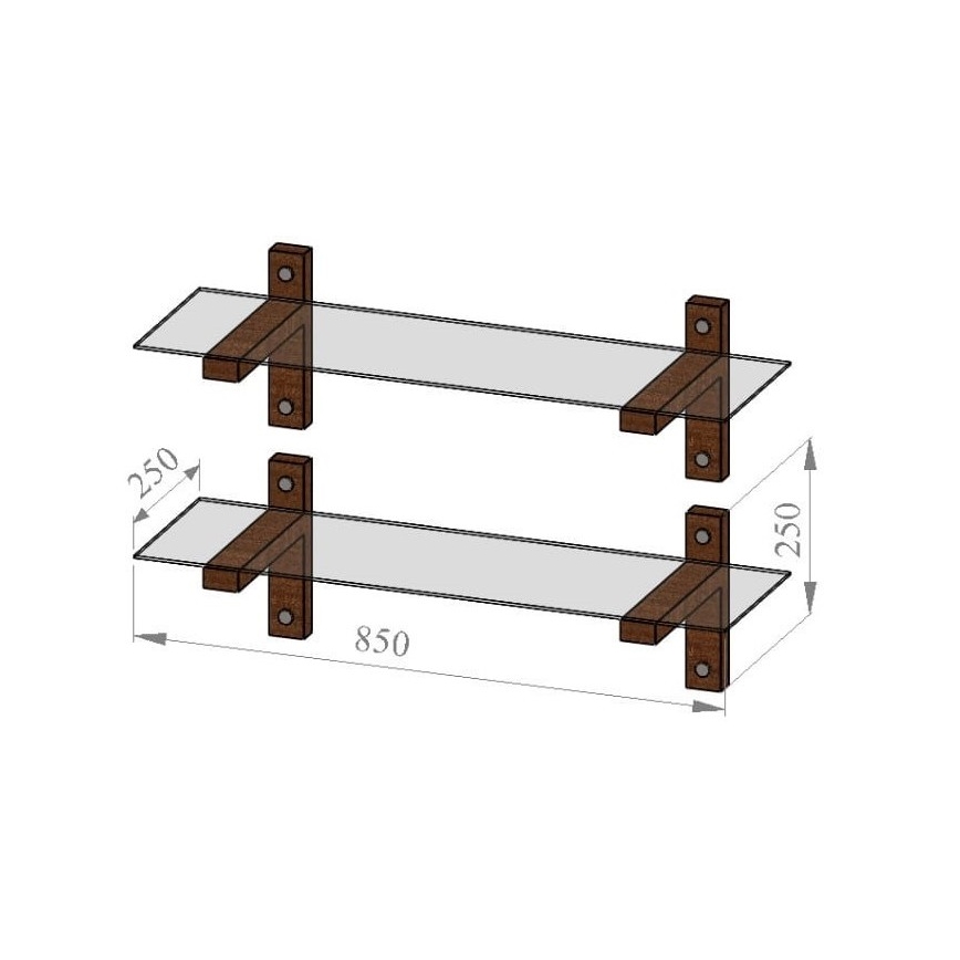 SET 2x Zidna polica 25x85 cm borovina/crna