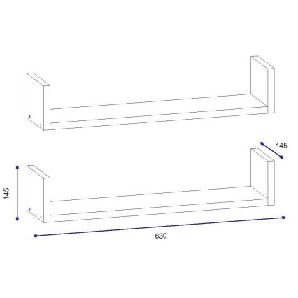 SET 2x Zidna polica IRIS 14,5x63 cm bijela