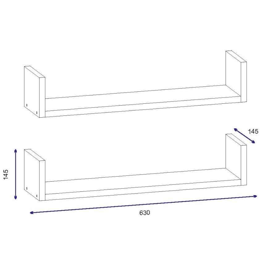 SET 2x Zidna polica IRIS 14,5x63 cm bijela