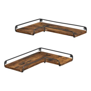 Set 2x zidne police SHELFY 40x10x29 cm smeđa/crna