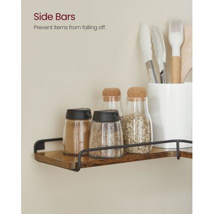 Set 2x zidne police SHELFY 40x10x29 cm smeđa/crna