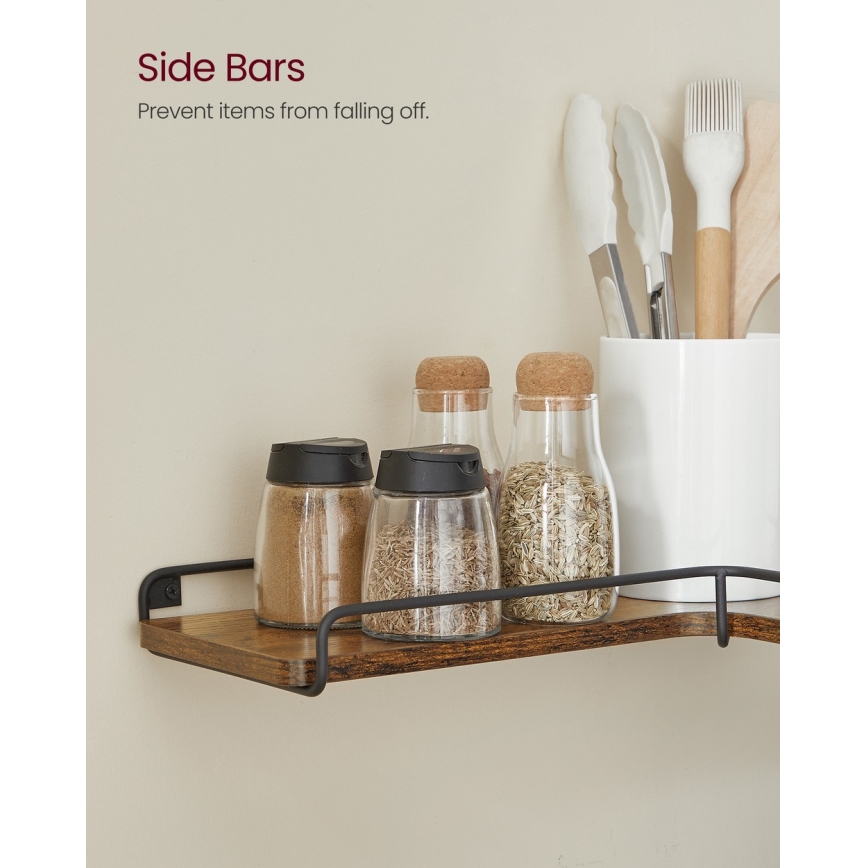 Set 2x zidne police SHELFY 40x10x29 cm smeđa/crna