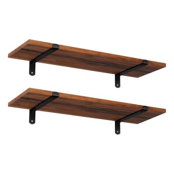 Set 2x zidne police SHELFY smeđa/crna