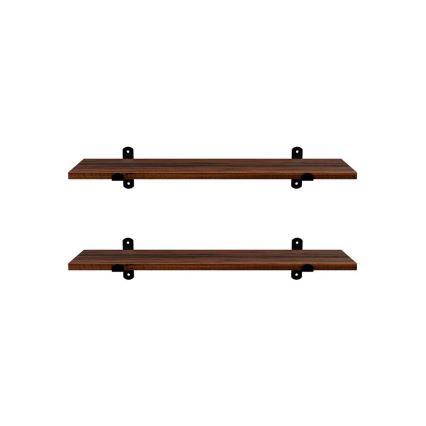 Set 2x zidne police SHELFY smeđa/crna