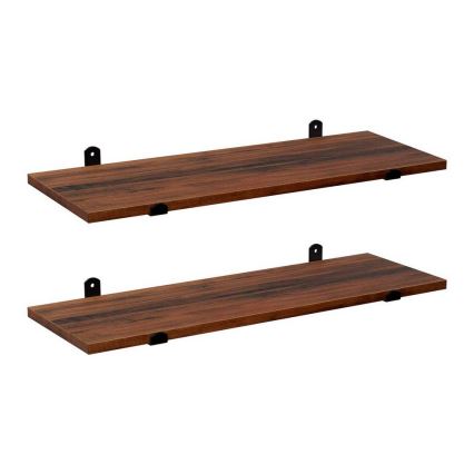 Set 2x zidne police SHELFY smeđa/crna