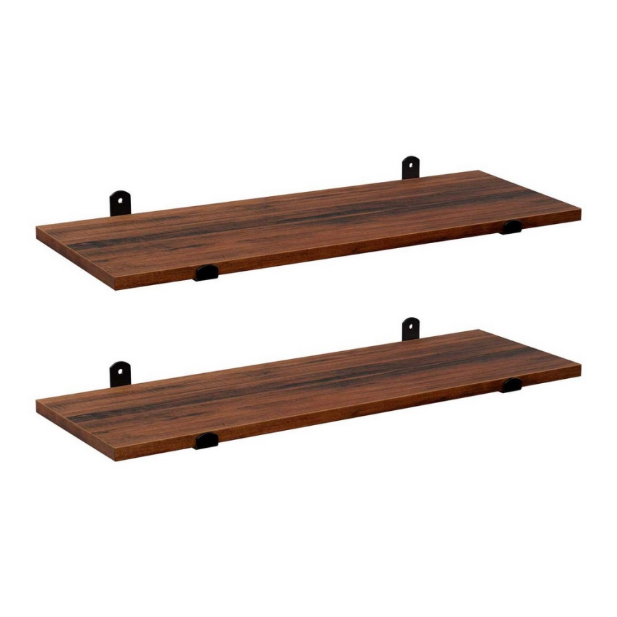 Set 2x zidne police SHELFY smeđa/crna