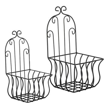 SET 2x Zidni držač za cvijeće 35x16 cm crni