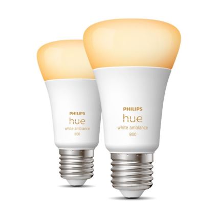 SET 2xLED Prigušiva žarulja Philips Hue WHITE AMBIANCE E27/6W/230V 2200-6500K