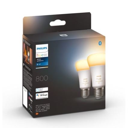 SET 2xLED Prigušiva žarulja Philips Hue WHITE AMBIANCE E27/6W/230V 2200-6500K