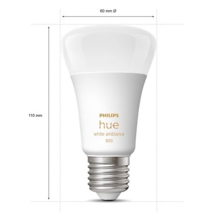 SET 2xLED Prigušiva žarulja Philips Hue WHITE AMBIANCE E27/6W/230V 2200-6500K