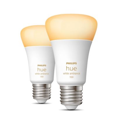 SET 2xLED Prigušiva žarulja Philips Hue WHITE AMBIANCE E27/8W/230V 2200-6500K