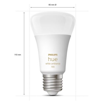 SET 2xLED Prigušiva žarulja Philips Hue WHITE AMBIANCE E27/8W/230V 2200-6500K