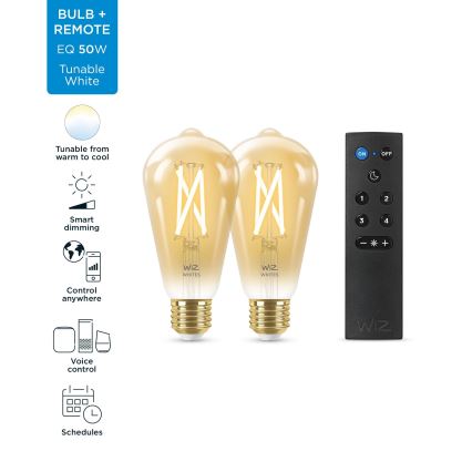 SET 2x LED Prigušiva žarulja ST64 E27/7W/230V 2000-5000K CRI 90 Wi-Fi + daljinski upravljač - WiZ