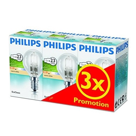 SET 3x Halogena žarulja za prigušivanje Philips E14/18W/230V