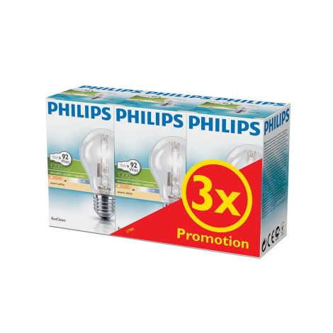 SET 3x Halogena žarulja za prigušivanje Philips E27/70W/230V