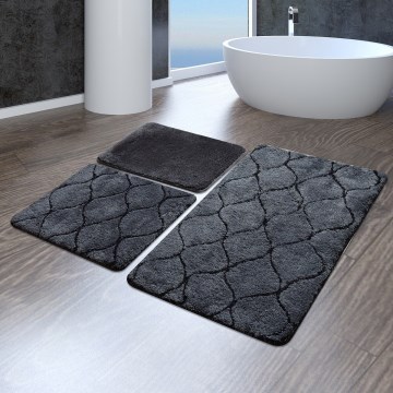 SET 3x Kupaonski tepih INFINITY 60/60/100 cm antracit