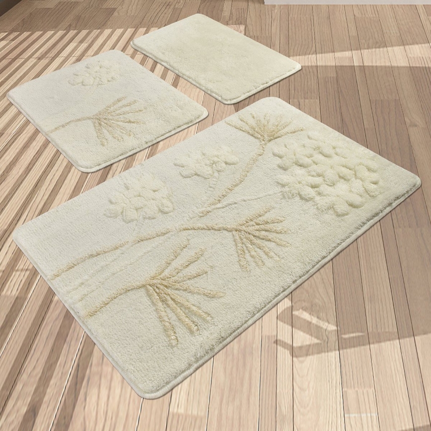 SET 3x Kupaonski tepih ORKIDE 60/60/100 cm bež