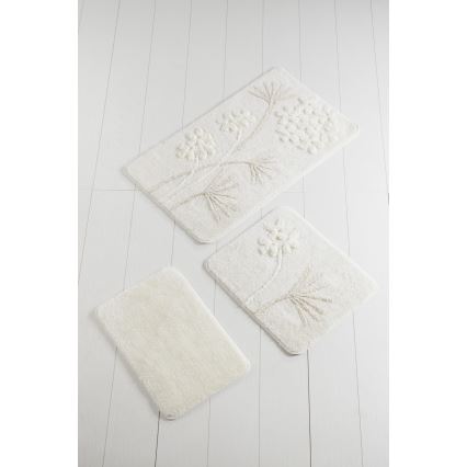 SET 3x Kupaonski tepih ORKIDE 60/60/100 cm bež