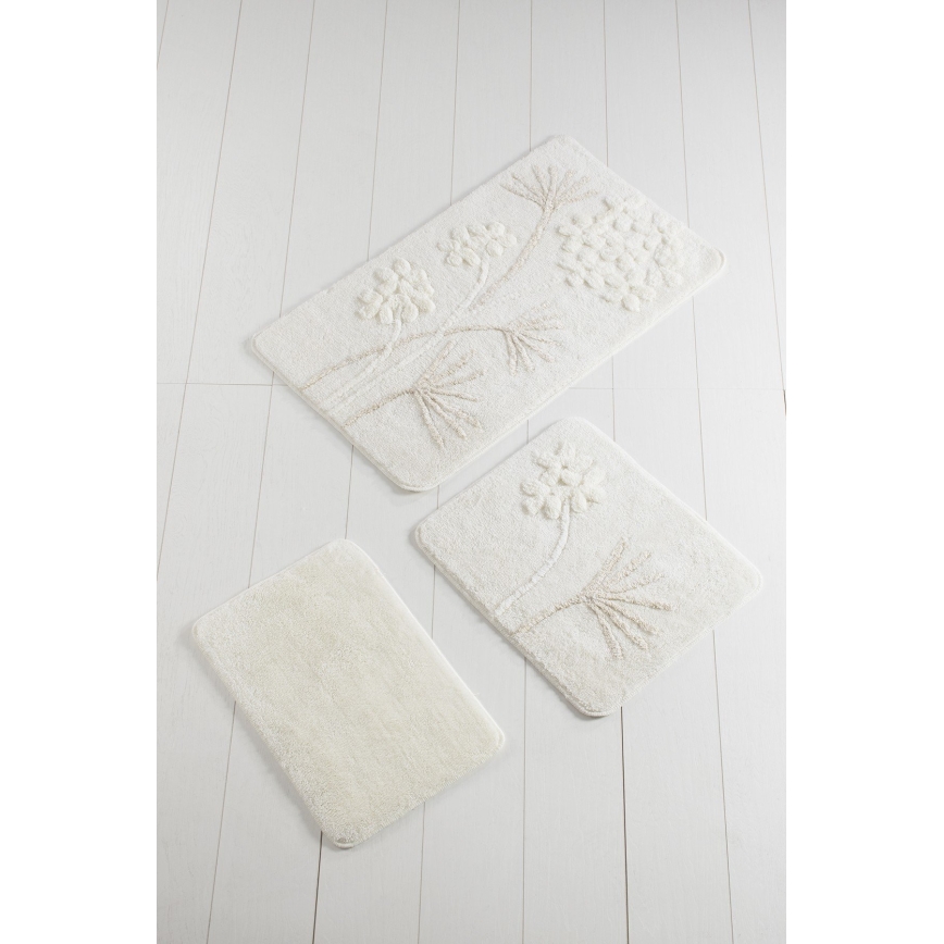 SET 3x Kupaonski tepih ORKIDE 60/60/100 cm bež