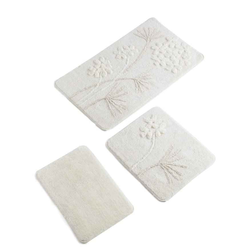 SET 3x Kupaonski tepih ORKIDE 60/60/100 cm bež