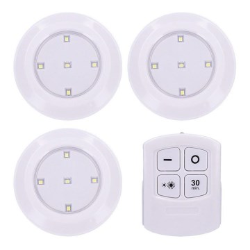 SET 3x LED Prigušiva svjetiljka s daljinskim upravljačem LED/3xAAA