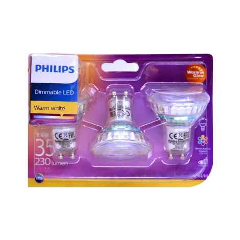 SET 3x LED Prigušiva žarulja Philips Warm Glow GU10/2,6W/230V 2200-2700K