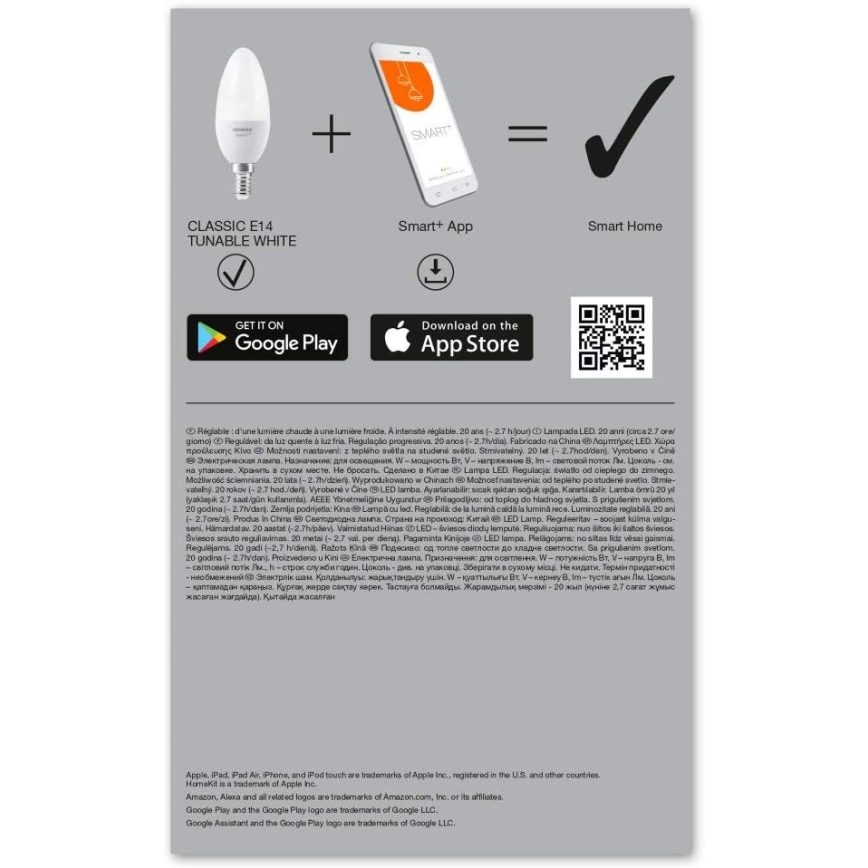 SET 3x LED Prigušiva žarulja SMART+ E14/5W/230V 2700K-6500K Wi-Fi - Ledvance