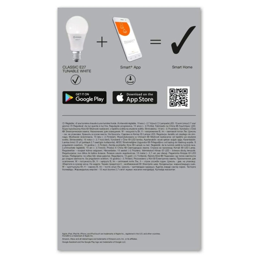 SET 3x LED Prigušiva žarulja SMART+ E27/14W/230V 2700K-6500K  Wi-Fi - Ledvance