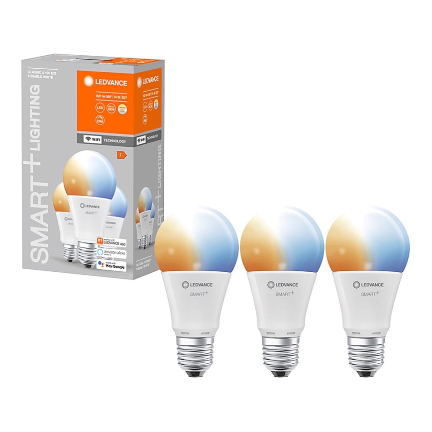 SET 3x LED Prigušiva žarulja SMART+ E27/14W/230V 2700K-6500K  Wi-Fi - Ledvance