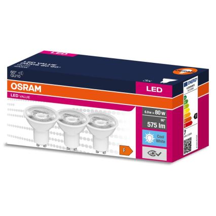 SET 3x LED reflektorska žarulja PAR16 GU10/6,9W/230V 4000K 60° - Osram