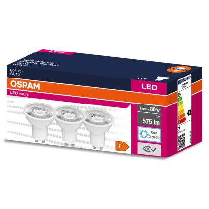 SET 3x LED reflektorska žarulja PAR16 GU10/6,9W/230V 6500K 60° - Osram